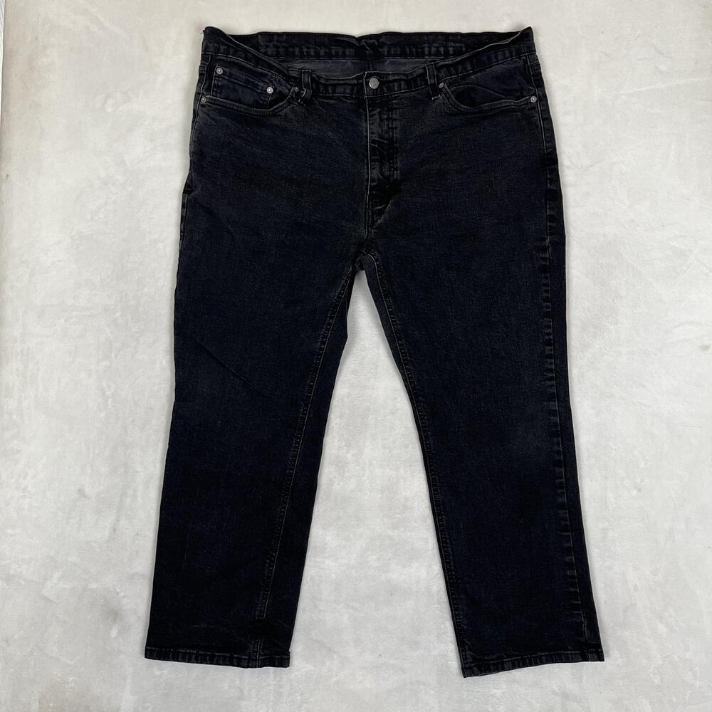 Levi's 541 Jeans Mens 44x30 Black Straight Fit Stretch Denim Dark Wash Casual